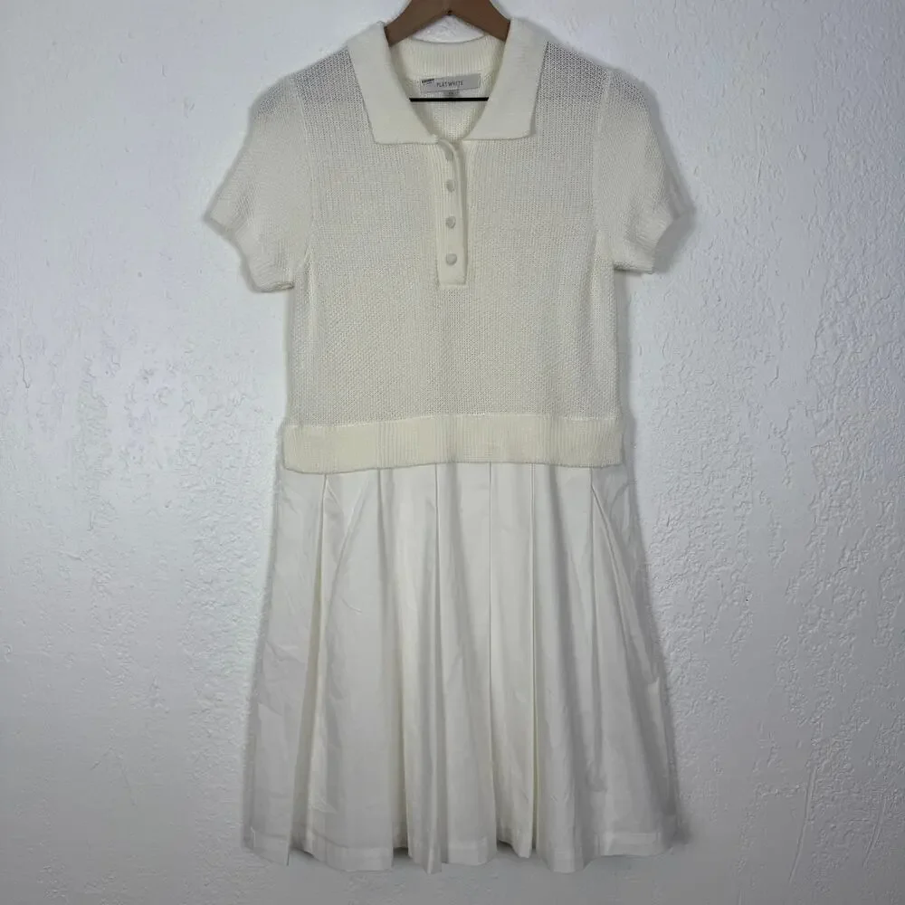 Flat White Anthropologie Twofer Tennis Dress Preppy Country Club Size XS